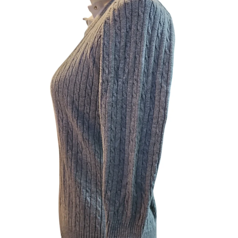 Lauren Ralph Lauren Gray Cableknit 2 Layer Sweater Sz Sm